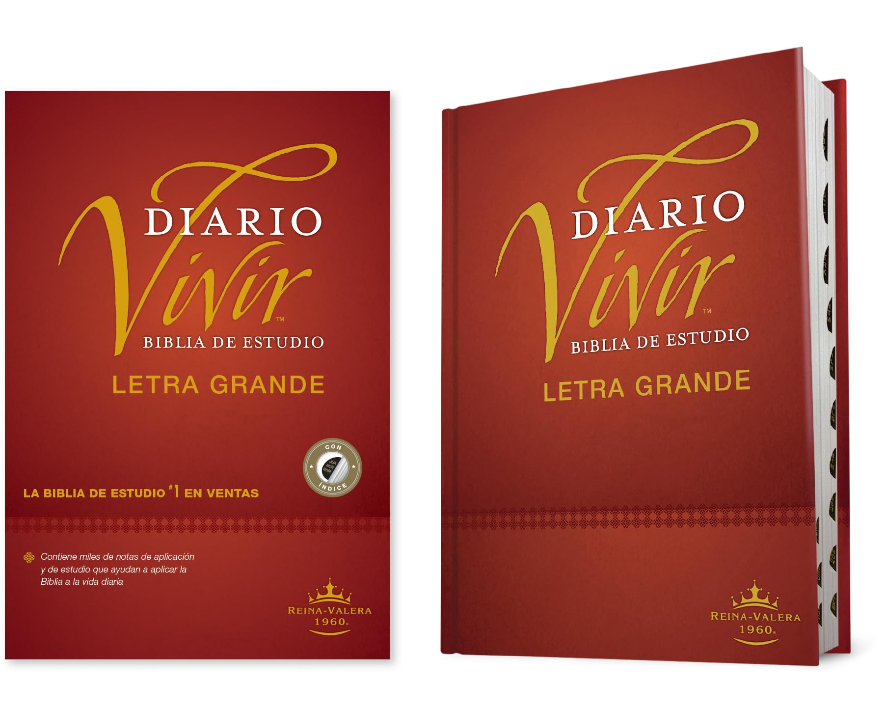 Biblia de estudio del diario vivir RVR60, letra grande (Tapa dura, Índice, Letra Roja) (Spanish Edition)