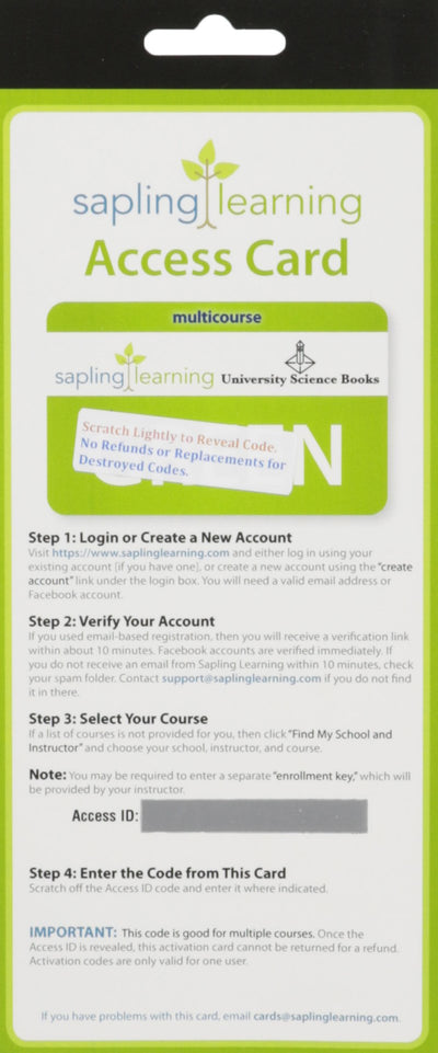 General Chemistry + Sapling Online Homework, Full Year