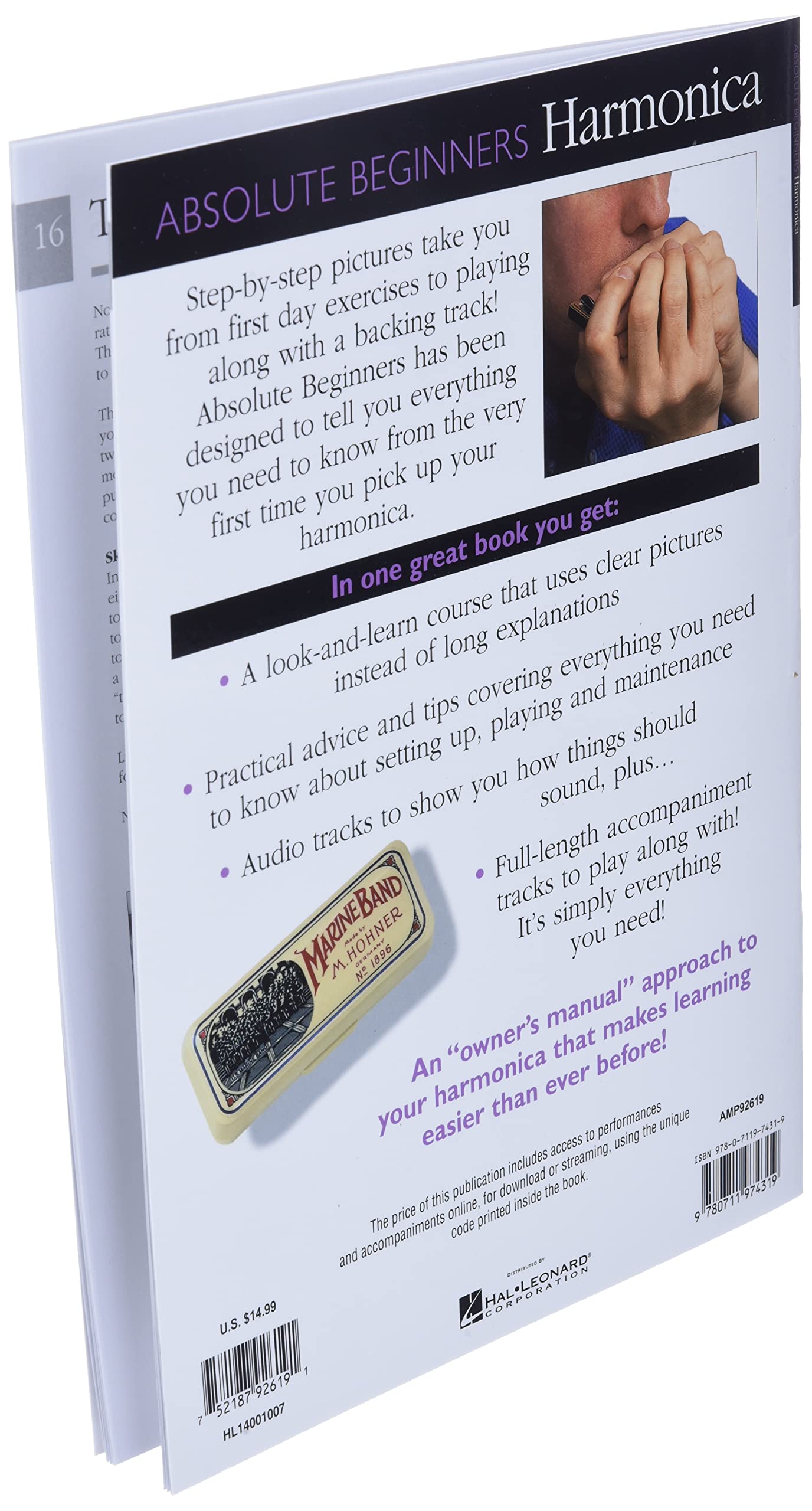 Absolute Beginners - Harmonica Sheet Music Songbook  Learn to Play Harmonica for Beginners  Book with Online Audio  Step-by-Step Lessons and Backing Tracks  Hal Leonard