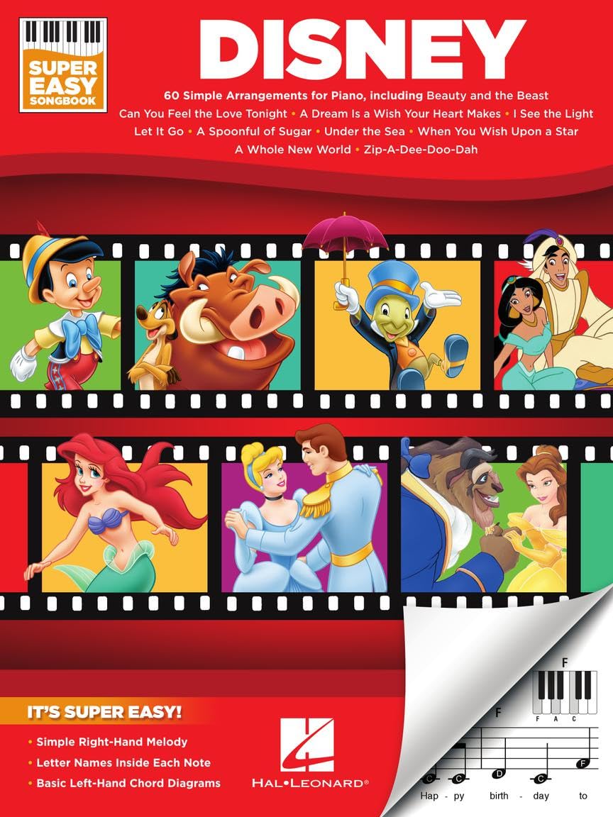 Disney Super Easy Songbook  Easy Piano Sheet Music for Beginners  60 Classic Disney Songs with Lyrics and Chord Diagrams  Piano Music Book for Kids Students and Teachers  Fun Learning Gift