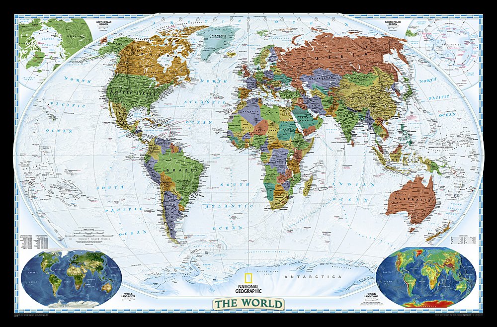 National Geographic World Wall Map - Decorator - Laminated (Enlarged: 73 x 48 in) (National Geographic Reference Map)