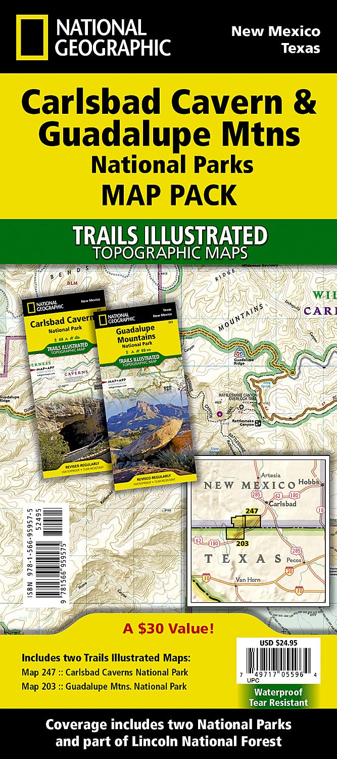 Carlsbad Caverns and Guadalupe Mtns National Parks [Map Pack Bundle] (National Geographic Trails Illustrated Map)