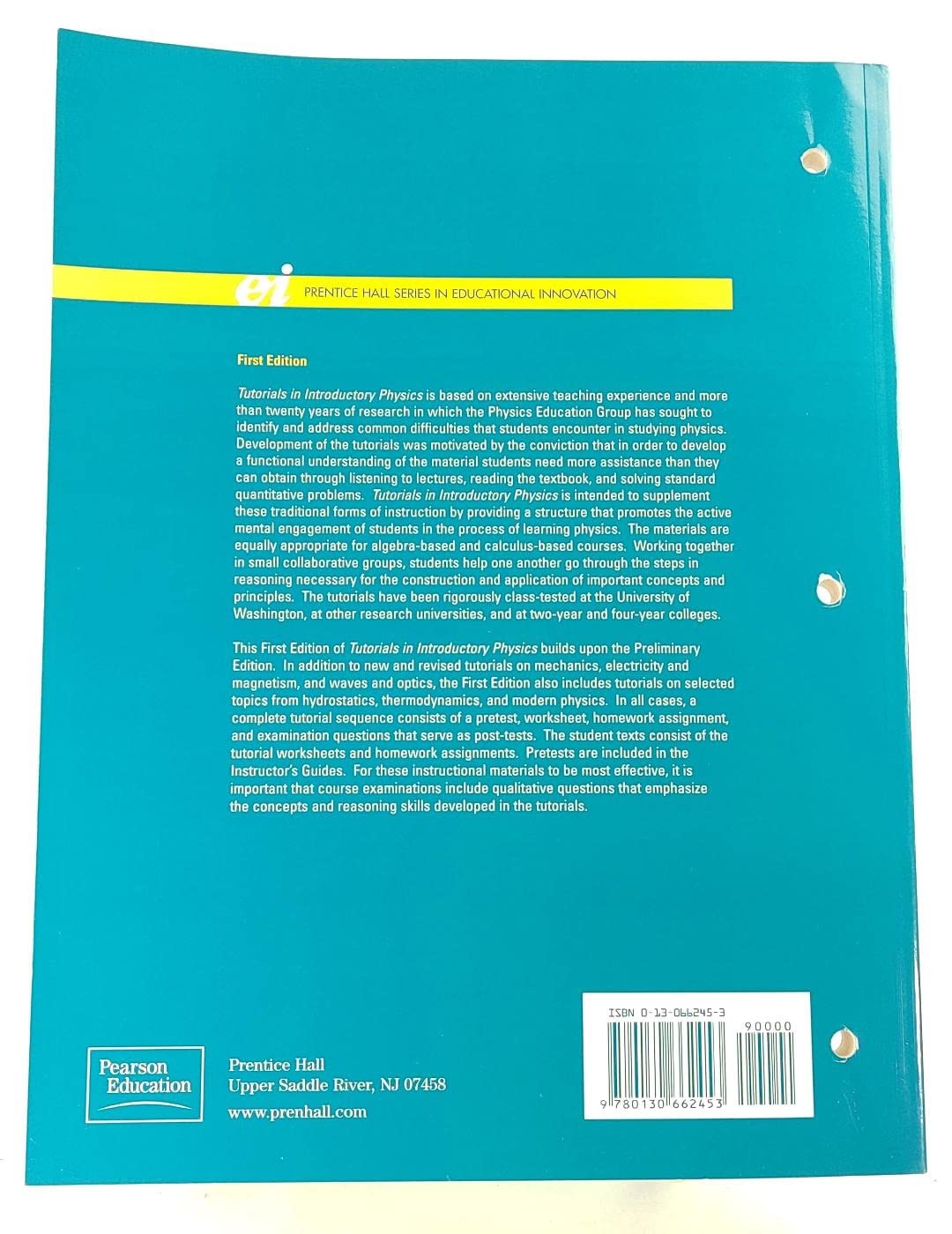 Tutorials in Introductory Physics: Homework by Lillian C. Mc