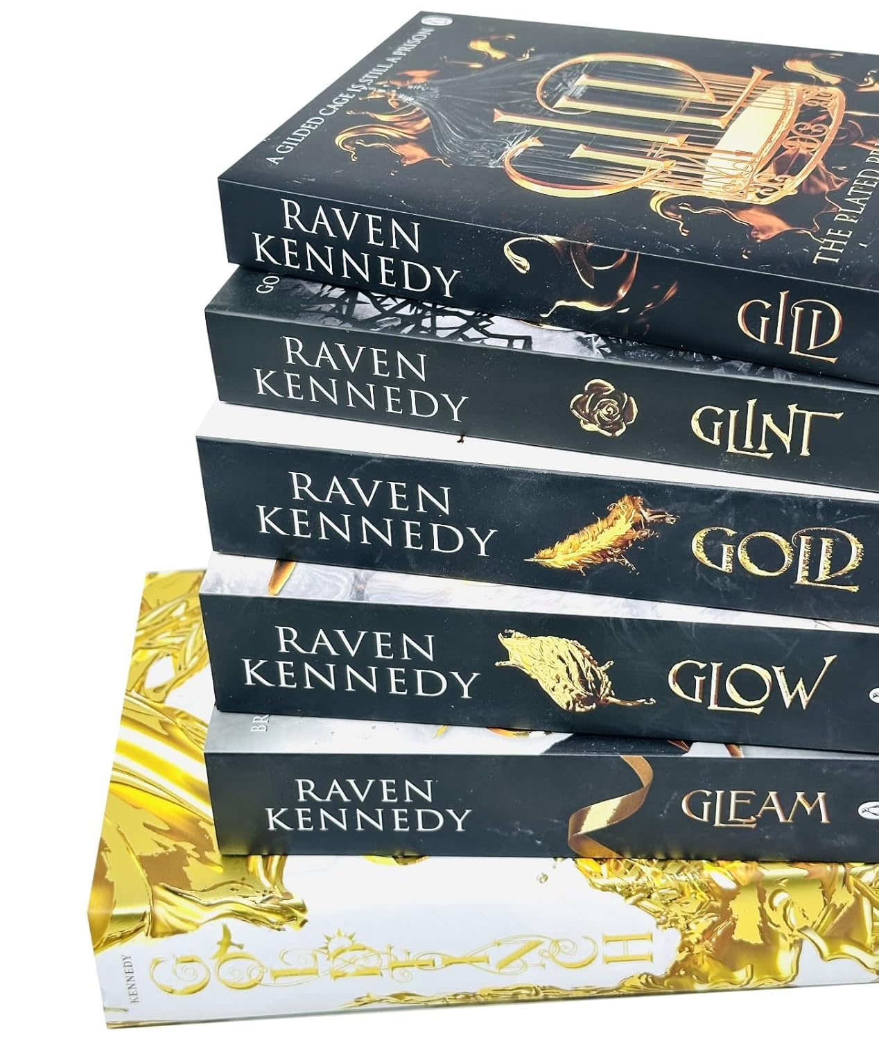 The Plated Prisoner Series 6 Books Collection Set By Raven Kennedy(Gild, Glint, Gleam, Glow, Gold & Goldfinch)