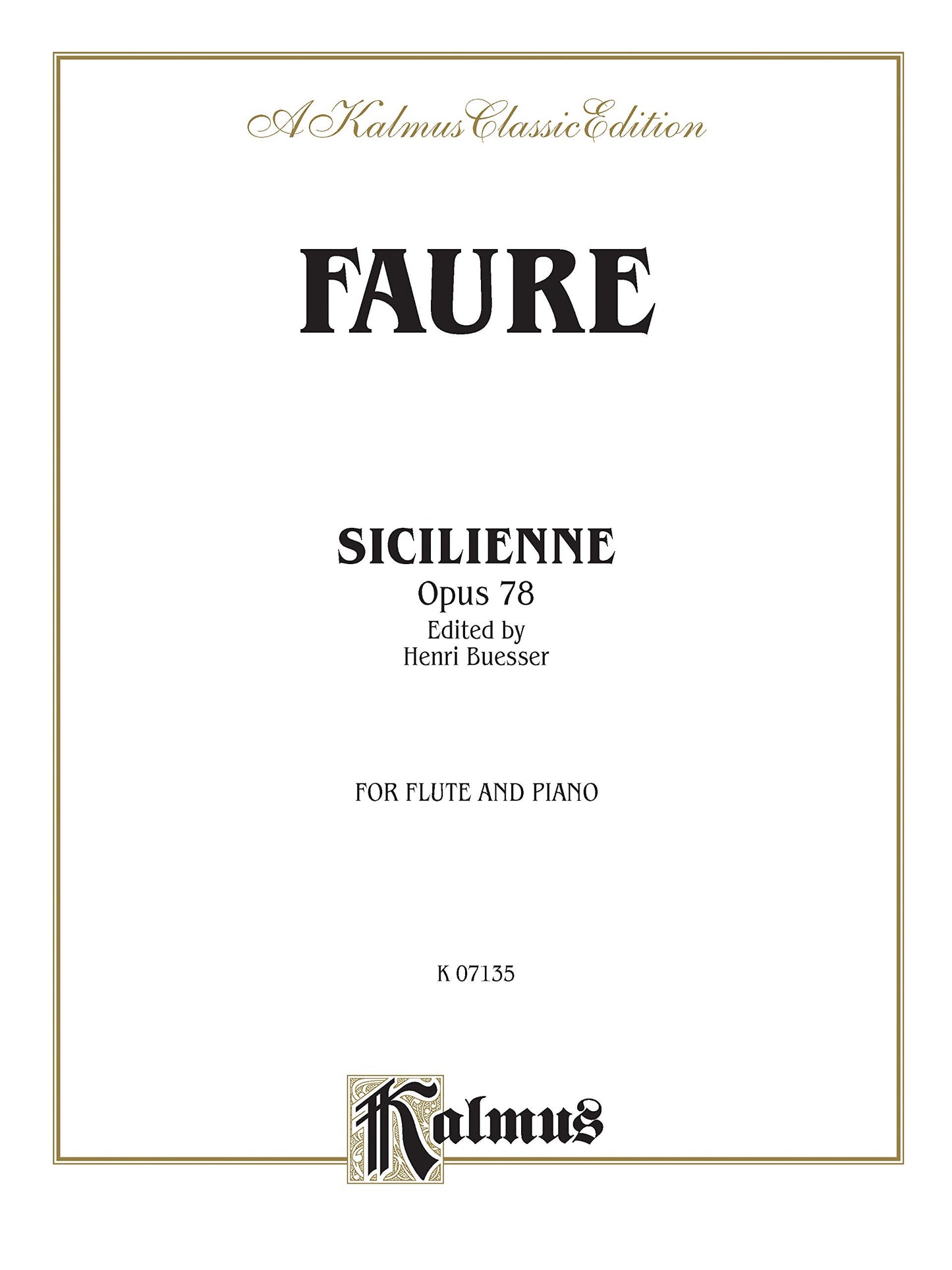 Sicilienne, Op. 78: Part(s) (Kalmus Edition)