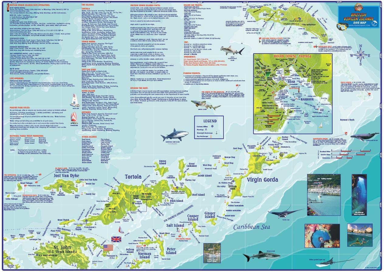 British Virgin Islands Dive Guide BVI Waterproof Map