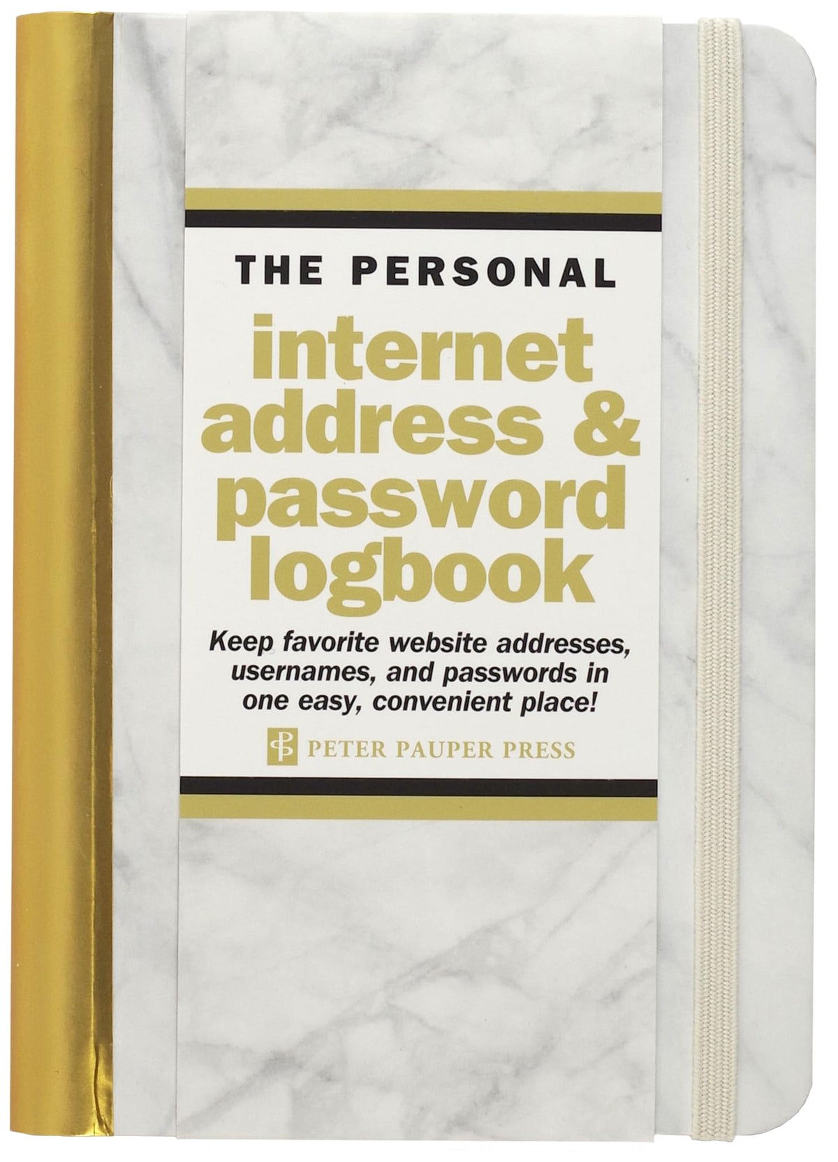 Marble Internet Address & Password Logbook (removable cover band for security)
