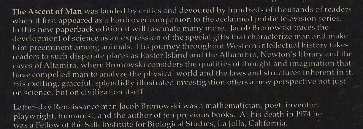 The Ascent of Man by Jacob Bronowski (Paperback)