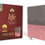 NIV, Life Application Study Bible, Third Edition, Large Print, Leathersoft, Gray/Pink, Red Letter, Thumb Indexed