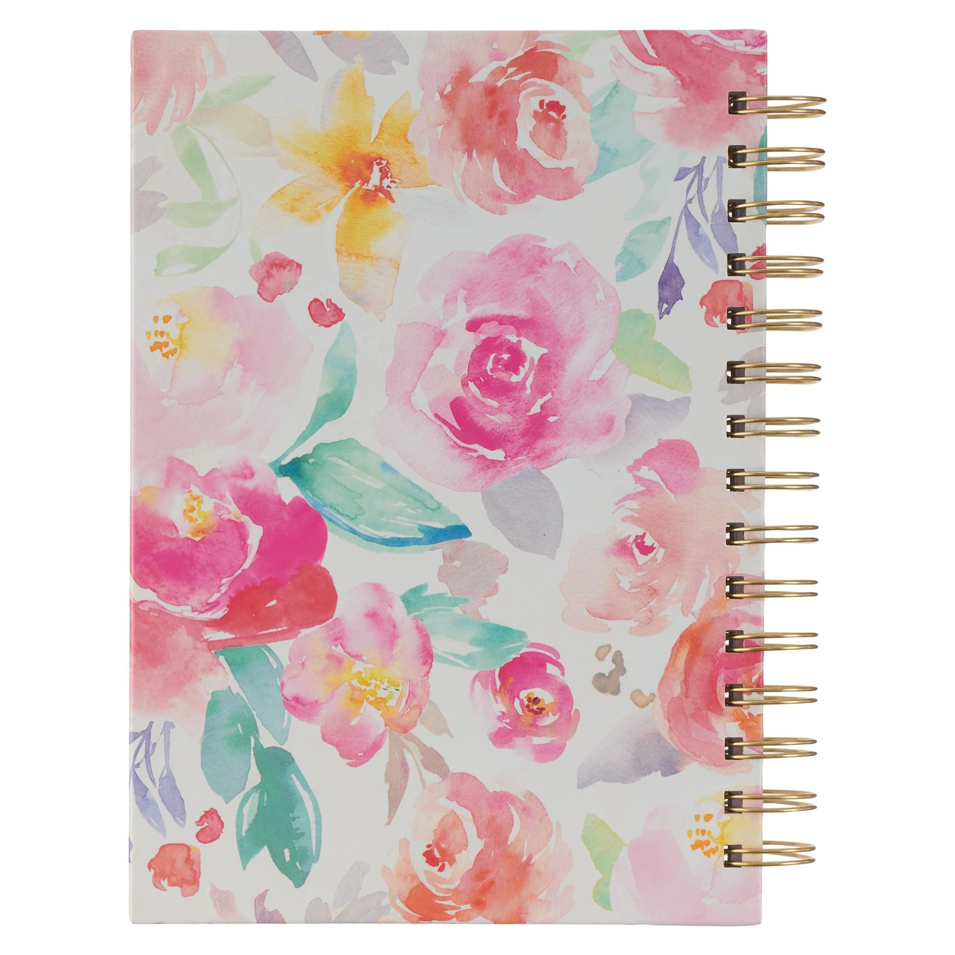 Christian Art Gifts Journal w/Scripture for Women All Things Through Christ Philippians 4:13 Bible Verse Bright Watercolor Floral 192 Ruled Pages, Large Hardcover Notebook, Wire Bound