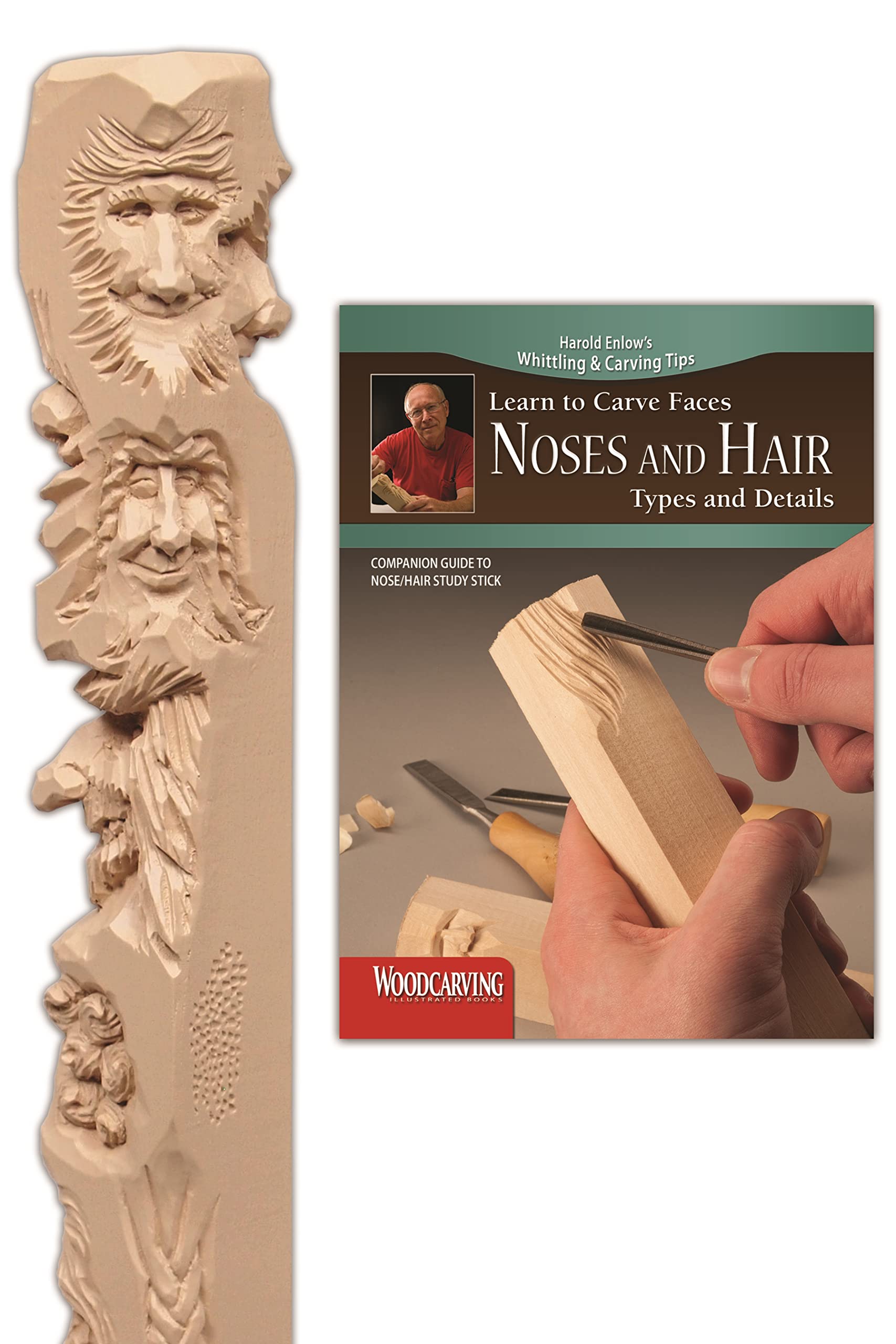Noses and Hair Study Stick Kit (Learn to Carve Faces with Harold Enlow): Learn to Carve Noses and Hair Booklet & Noses and Hair Study Stick (Fox Chapel Publishing) Sturdy Resin & Step-by-Step Booklet