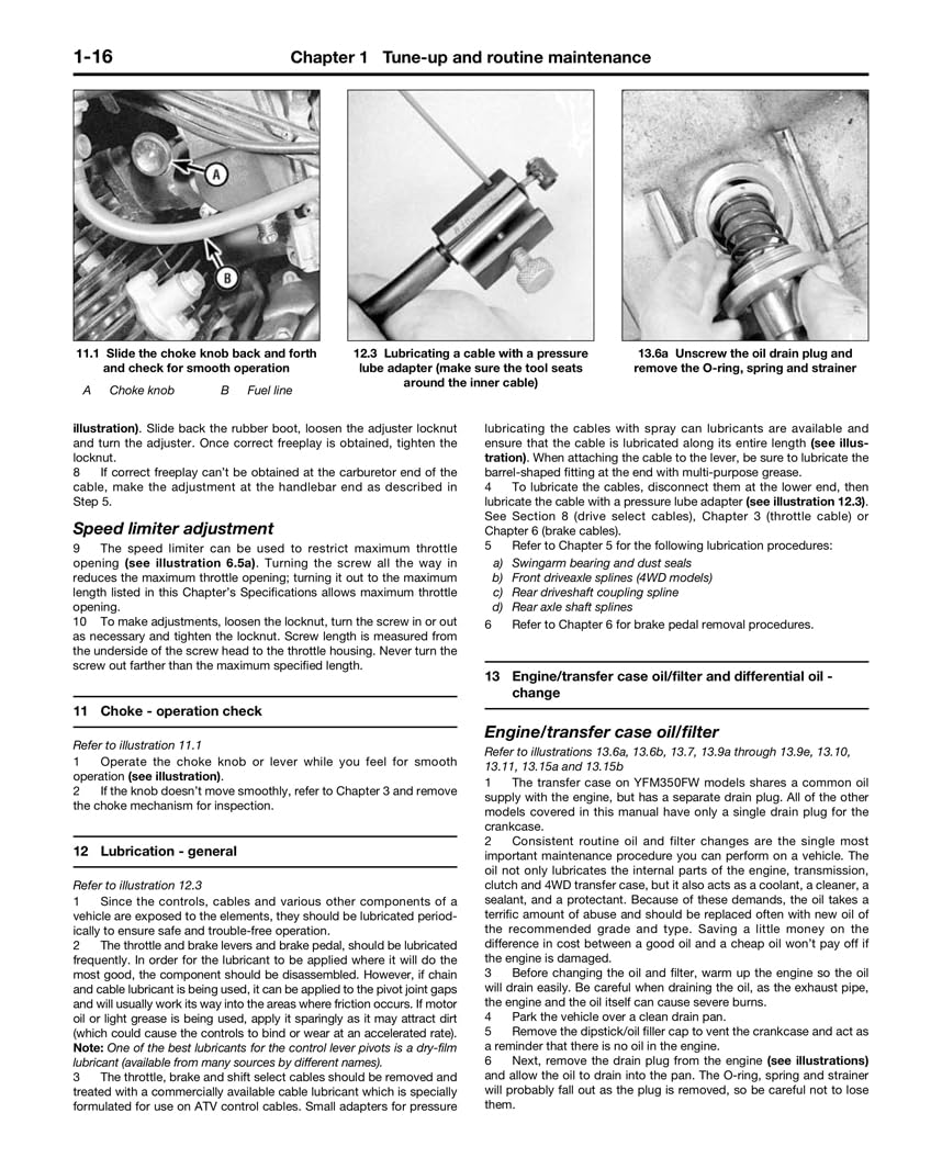 Yamaha ATVs Timberwolf, Bruin, Bear Tracker, 350ER and Big Bear 1987 - 2009 (Haynes Service & Repair Manual)