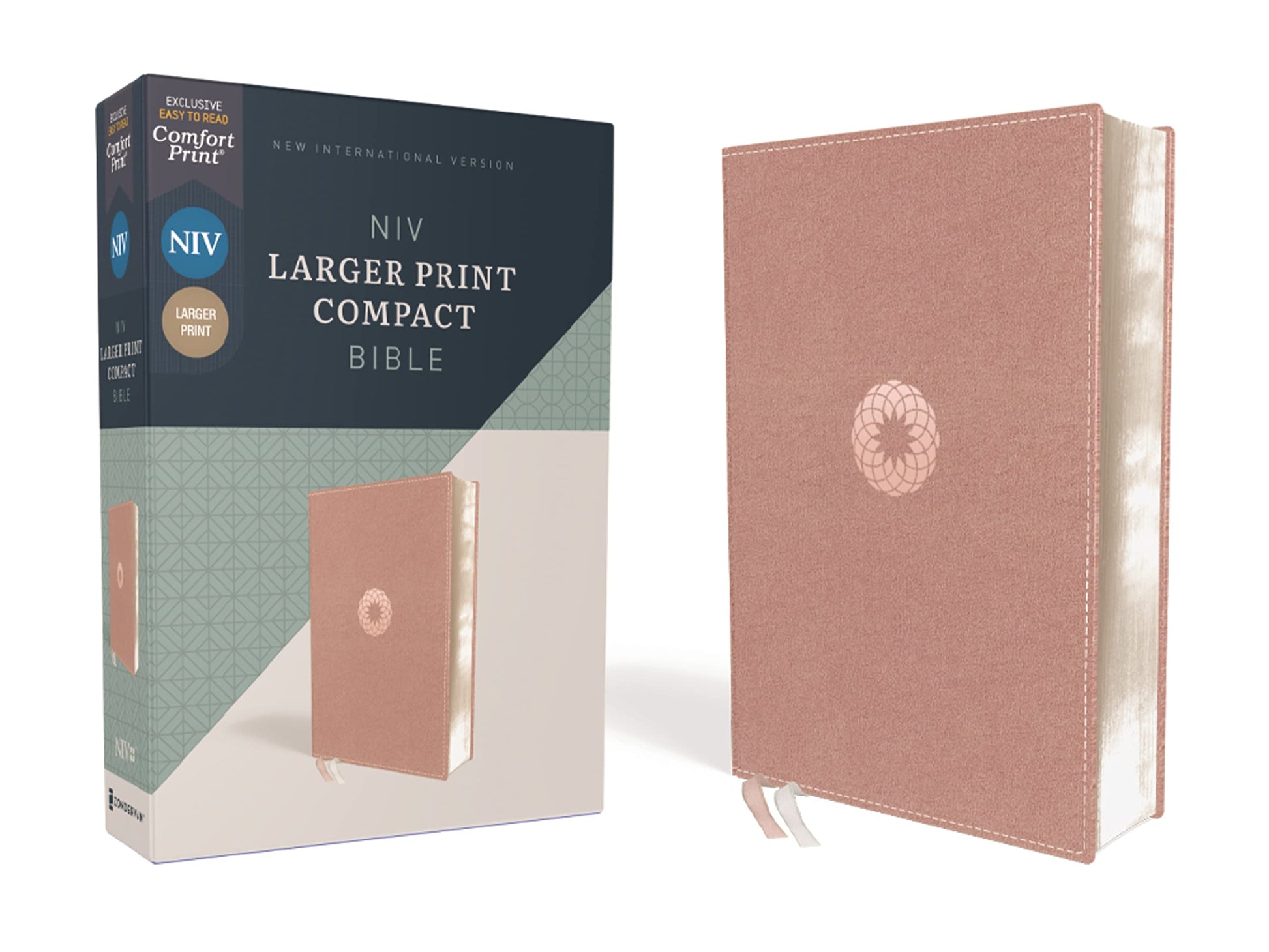 NIV, Larger Print Compact Bible(8.5-Point Print Size), Leathersoft, Pink, Red Letter, Comfort Print