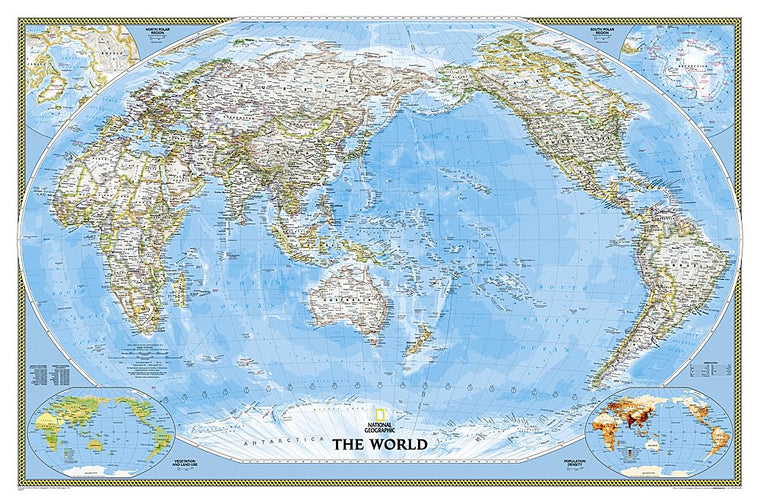 National Geographic World, Pacific Centered Wall Map - Classic (46 x 30.5 in) (National Geographic Reference Map)