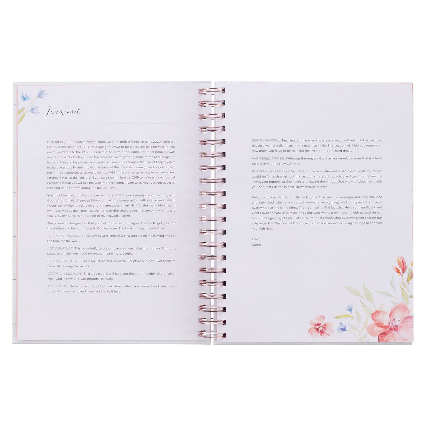 Moments in Prayer Wirebound Prompted Journal - 52 Week Prayer Journal for Women