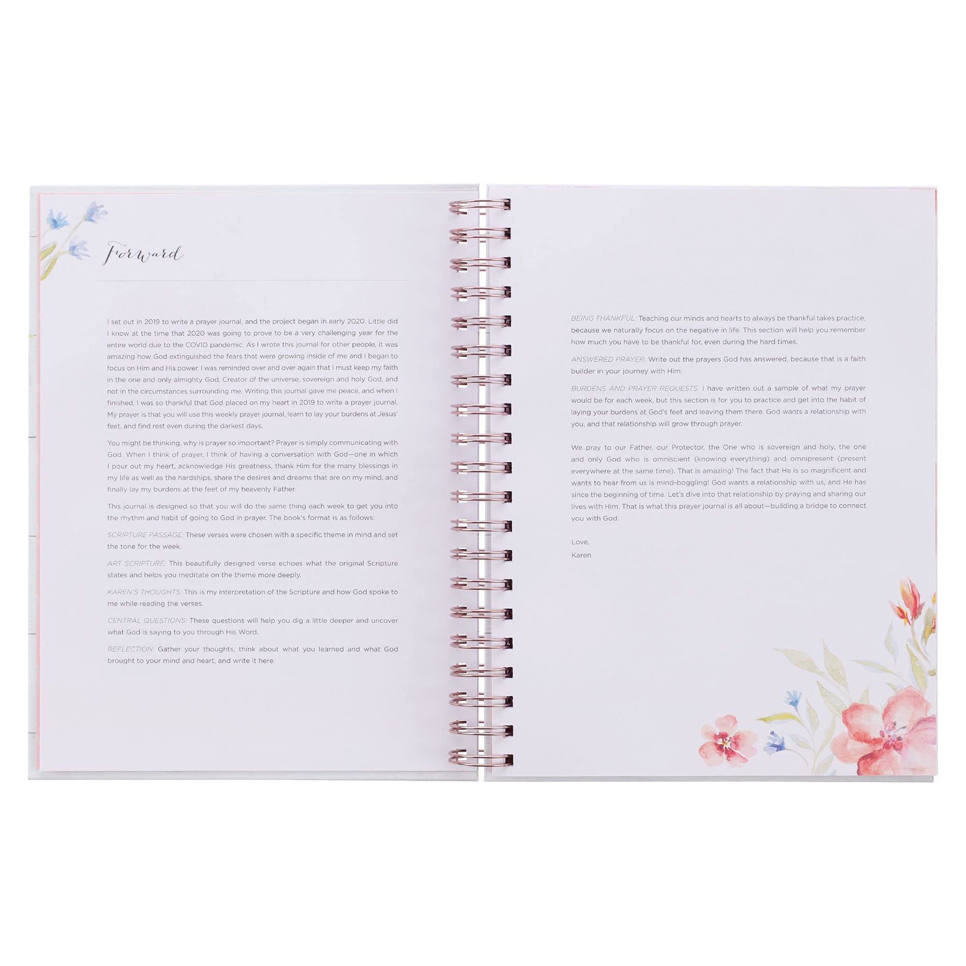Moments in Prayer Wirebound Prompted Journal - 52 Week Prayer Journal for Women