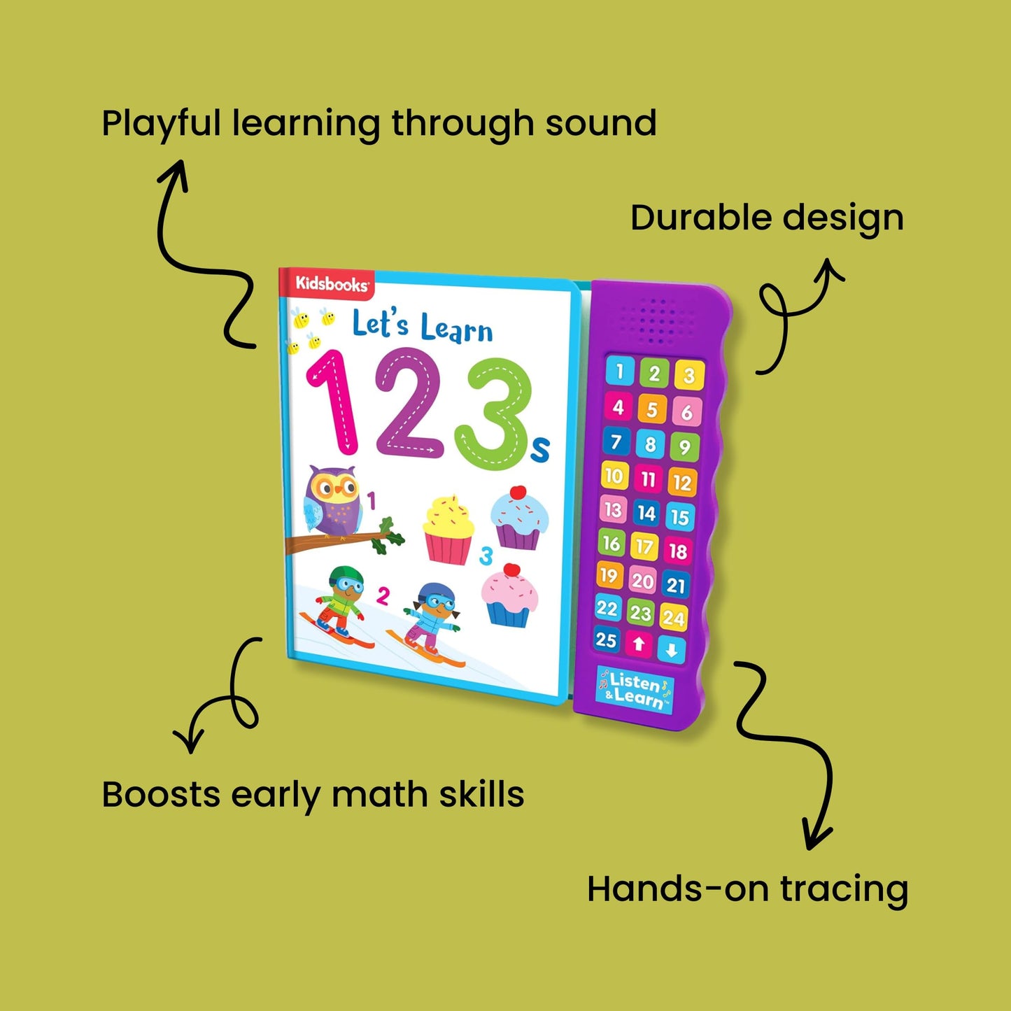Lets Learn 123s - Interactive Toddler Counting Sound Book with 27 Buttons  Tracing, Number Recognition, Children's Board Book  Learn Numbers 1-25  Fun Early Learning Activities for Boys & Girls