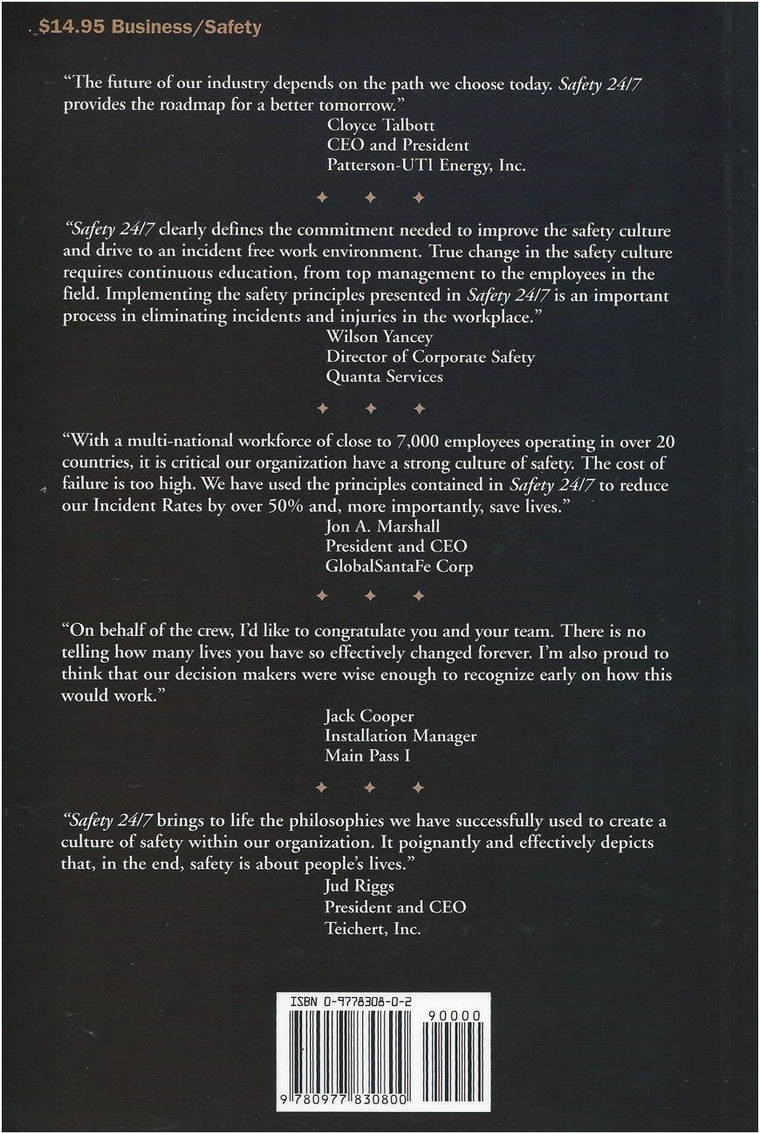 Safety 24/7: Building an Incident-Free Culture — back cover