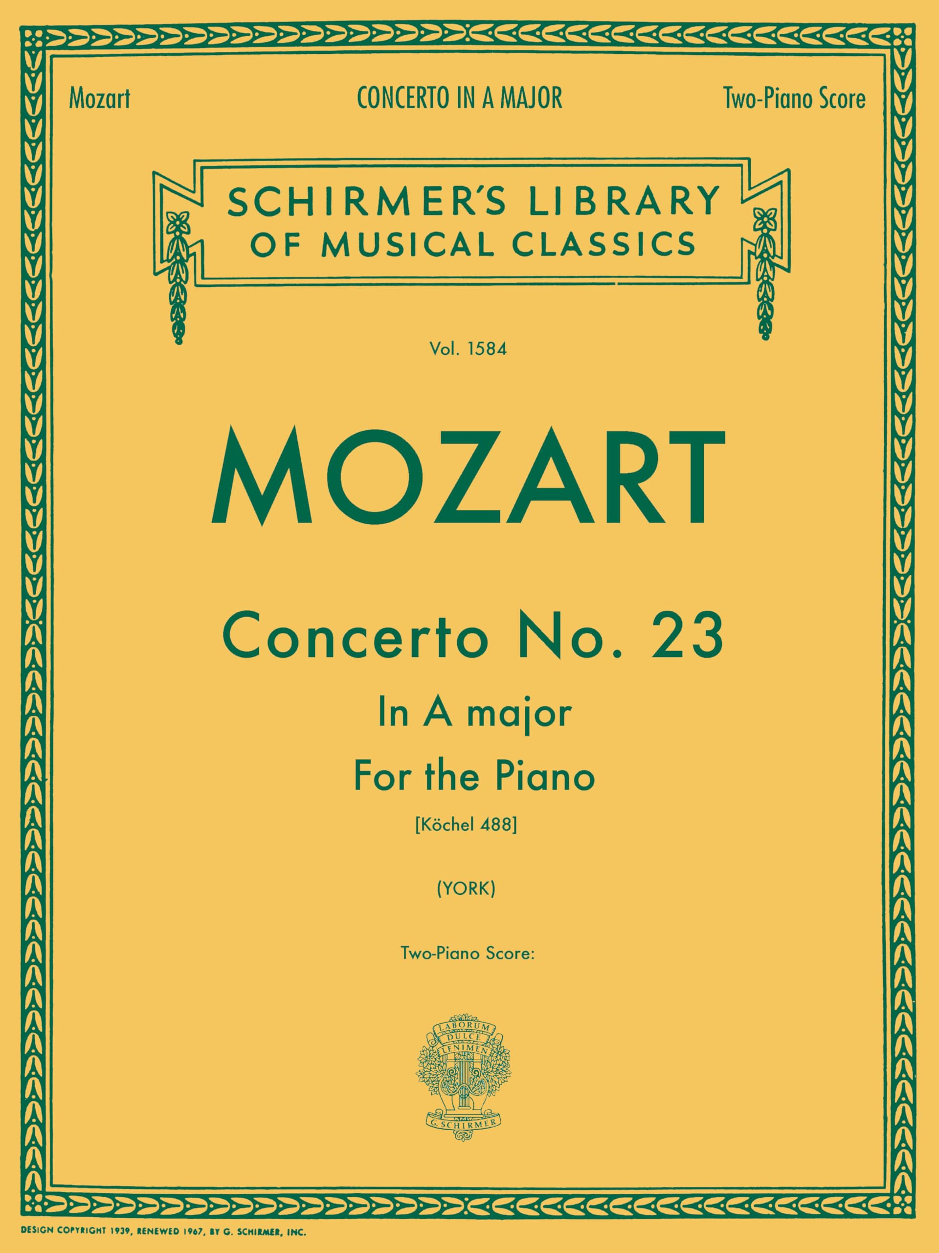 Concerto No. 23 in A, K.488: Schirmer Library of Classics Volume 1584 National Federation of Music Clubs 2024-2028 Piano Duet (Schirmer's Library of Musical Classics)