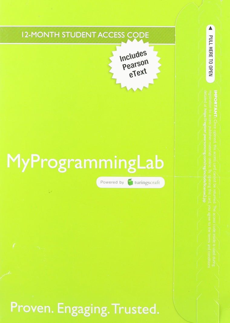 MyLab Programming with Pearson eText -- Access Card -- for Starting Out with Java: From Control Structures through Objects (MyProgrammingLab (Access Codes))