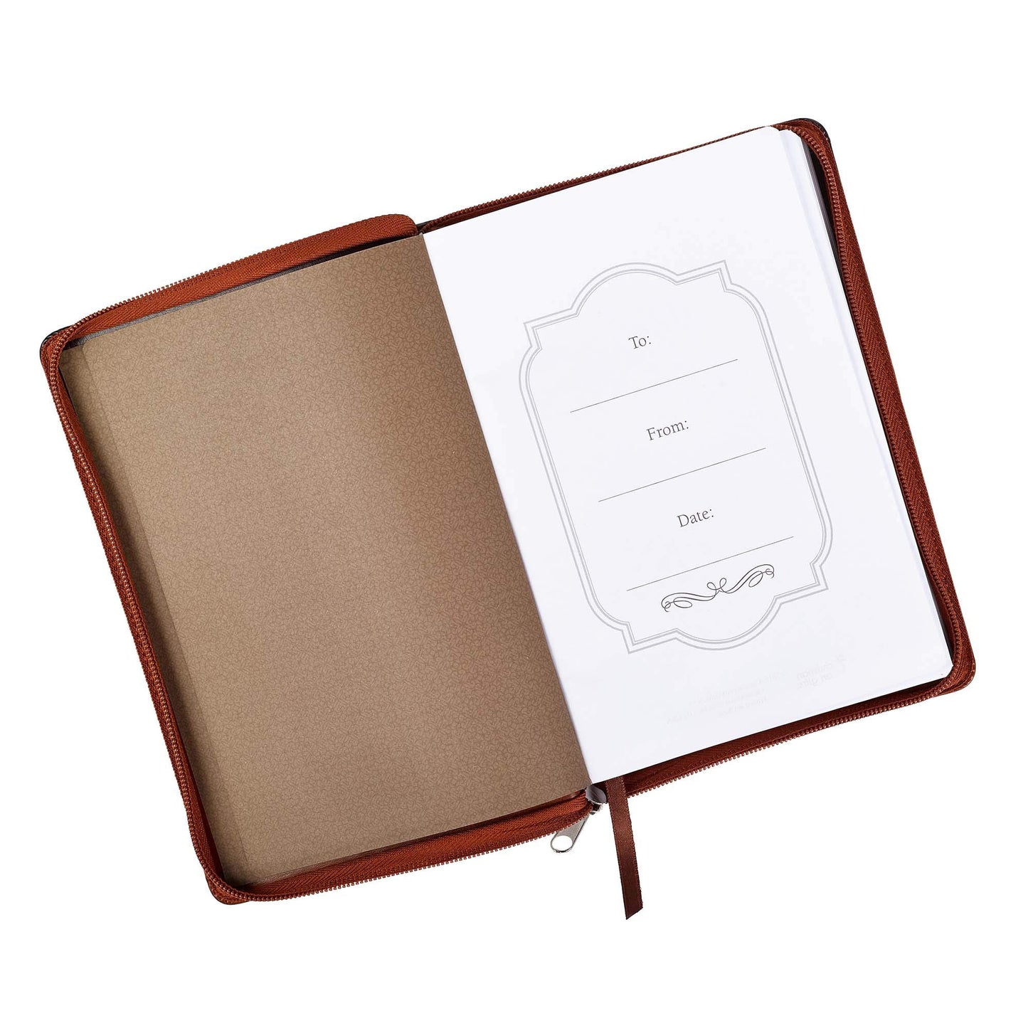 Trust Jeremiah 17:7-8 Bible Verse Brown Faux Leather Journal Inspirational Zippered Notebook w/Ribbon and Lined Pages, 6.5 x 8.75 Inches