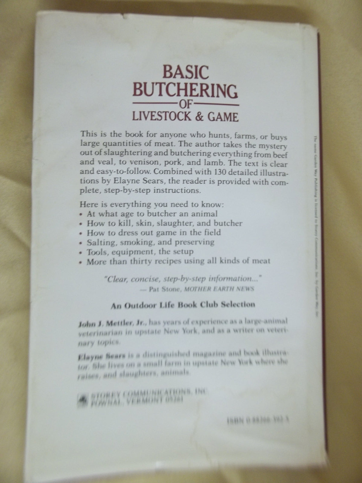 Basic butchering of livestock & game