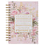 Christian Art Gifts Journal w/Scripture He Gives Me New Strength Psalm 23:3 Bible Verse, Pink Floral 192 Ruled Pages, Large Hardcover Notebook, Wire Bound