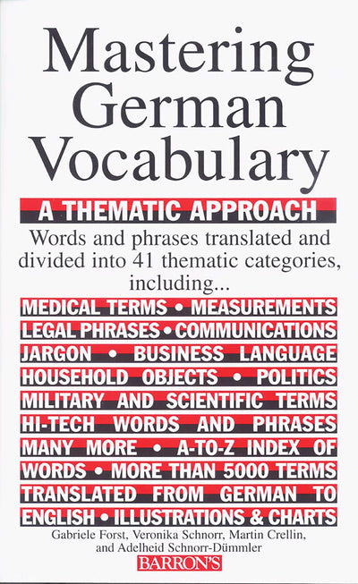 Mastering German Vocabulary: A Thematic Approach (Barron's V