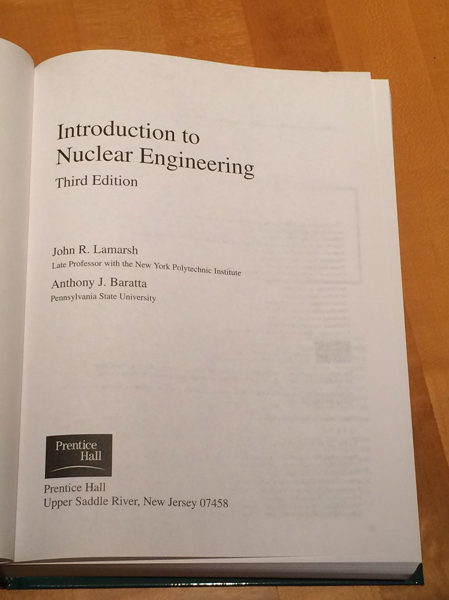 Introduction to Nuclear Engineering by Lamarsh, John R.