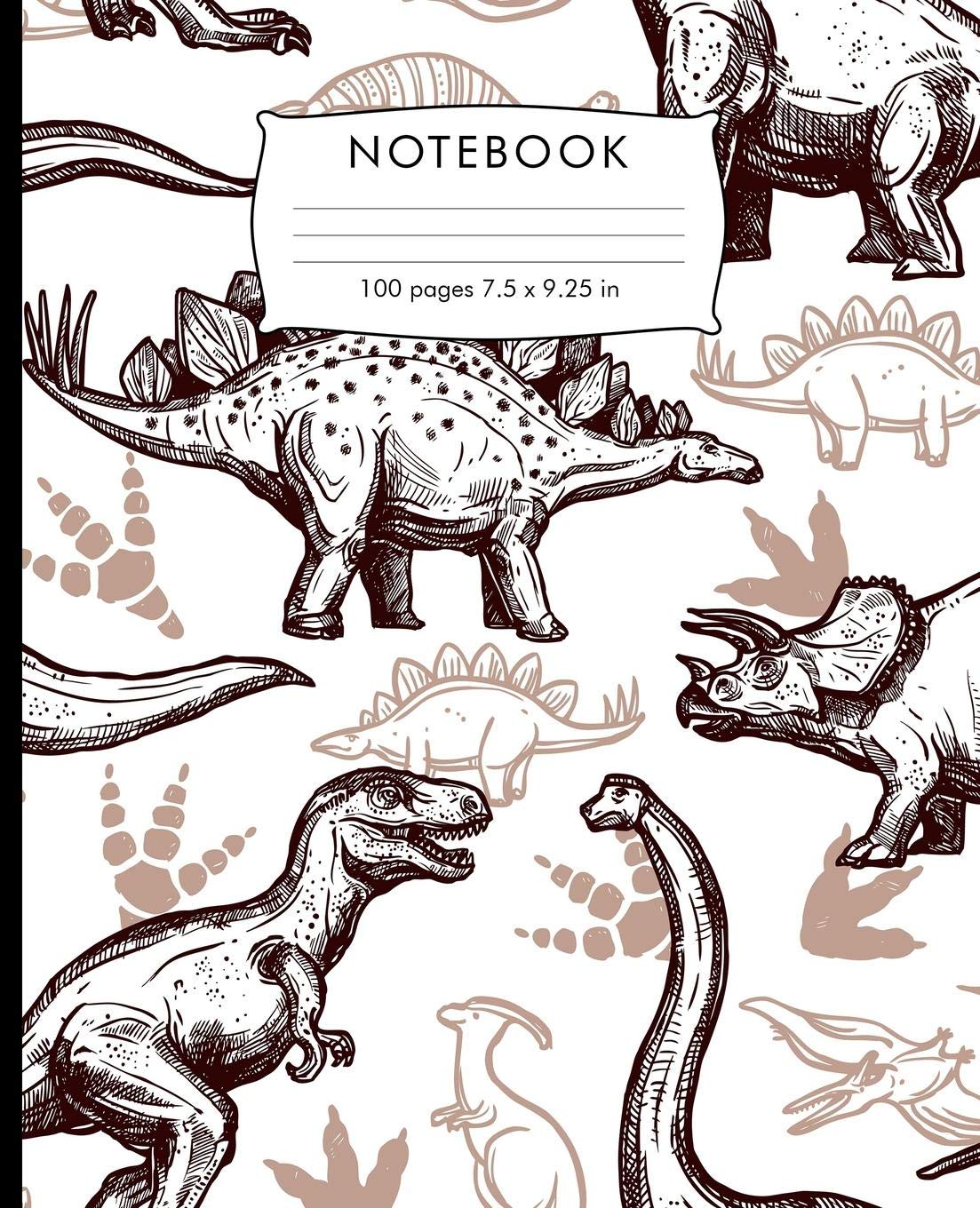 Notebook: Dinosaurs pattern Composition Notebook. 100 pages Wide Ruled Book 7.5 x 9.25 in journal for elementary students, teachers, girls, boys, kids, college students.
