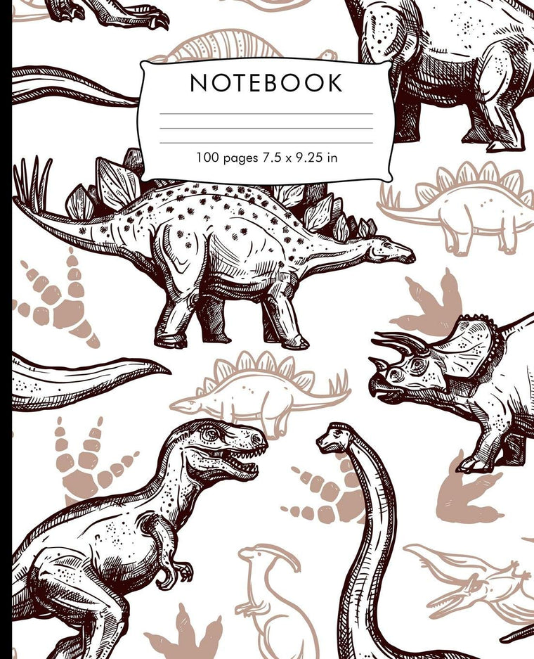 Notebook: Dinosaurs pattern Composition Notebook. 100 pages Wide Ruled Book 7.5 x 9.25 in journal for elementary students, teachers, girls, boys, kids, college students.
