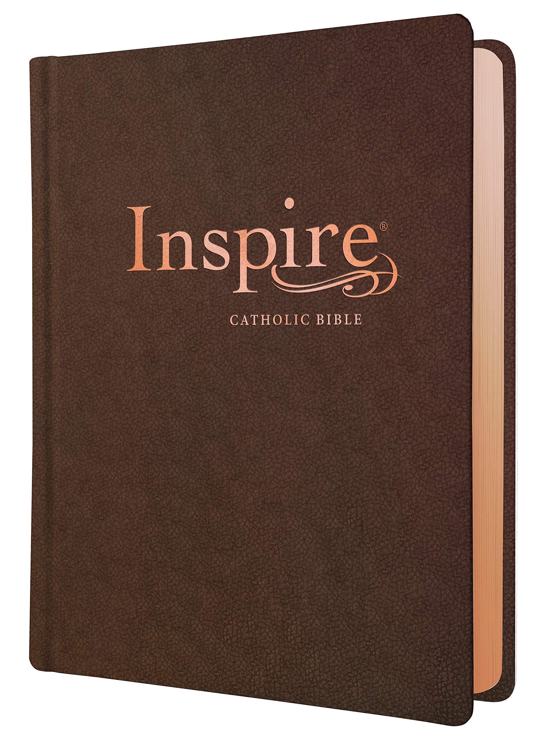 Inspire Catholic Bible NLT (LeatherLike, Dark Brown): The Bible for Coloring & Creative Journaling