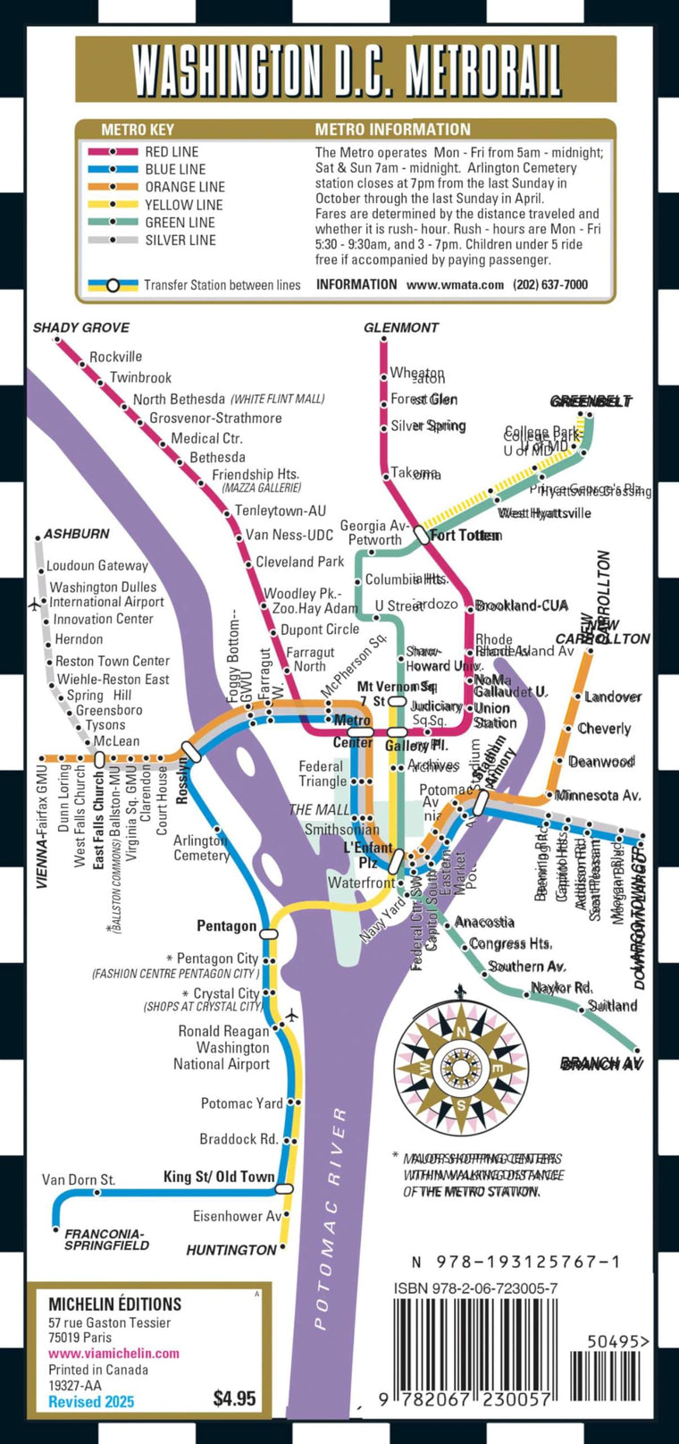 Streetwise Washington DC Metro Map - Laminated Metro Map of Washington, DC (Michelin Streetwise Maps)