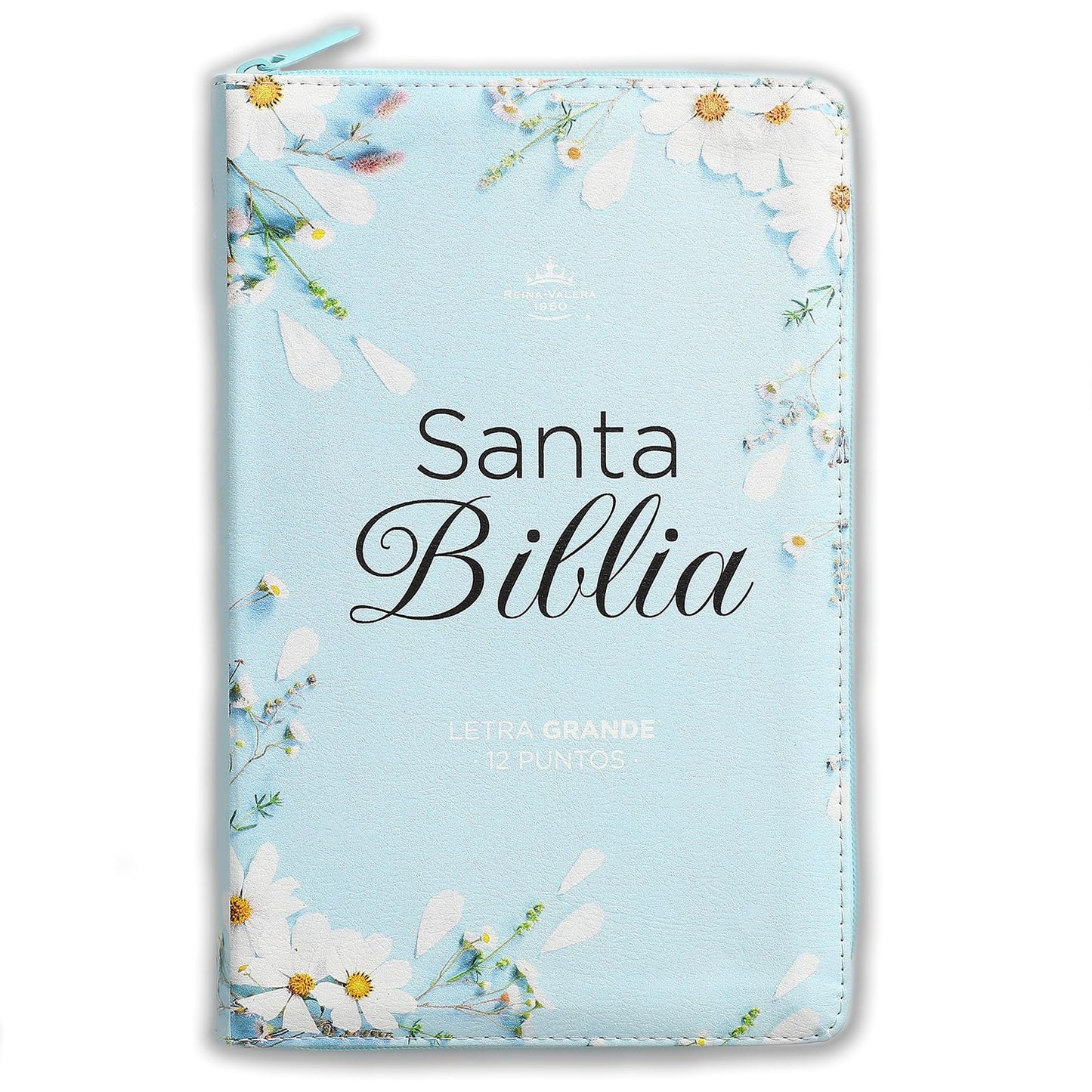 Biblia con Concordancia Letra Grande de 12 puntos - Reina Valera 1960 - floral para mujer con índice y zipper