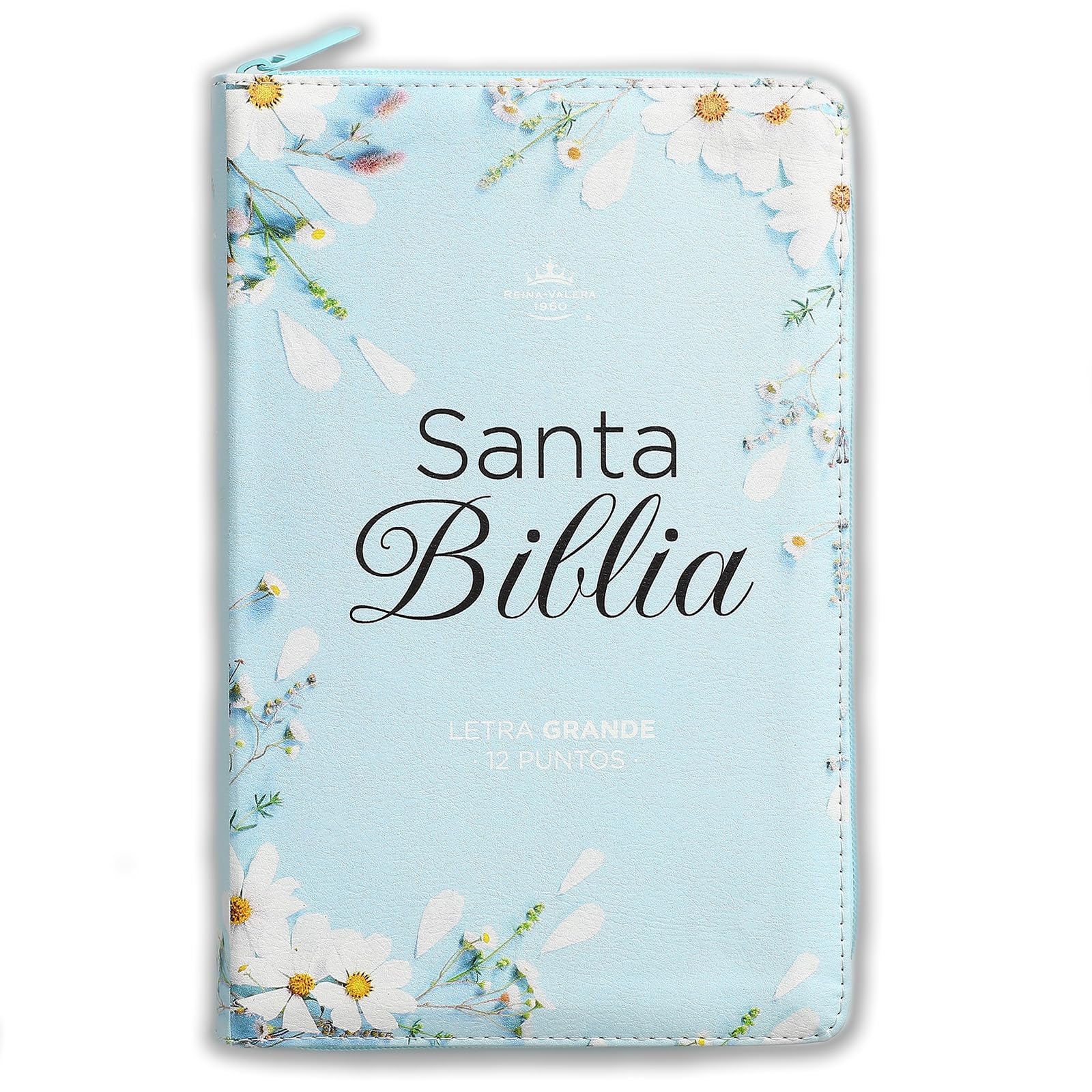 Biblia con Concordancia Letra Grande de 12 puntos - Reina Valera 1960 - floral para mujer con índice y zipper