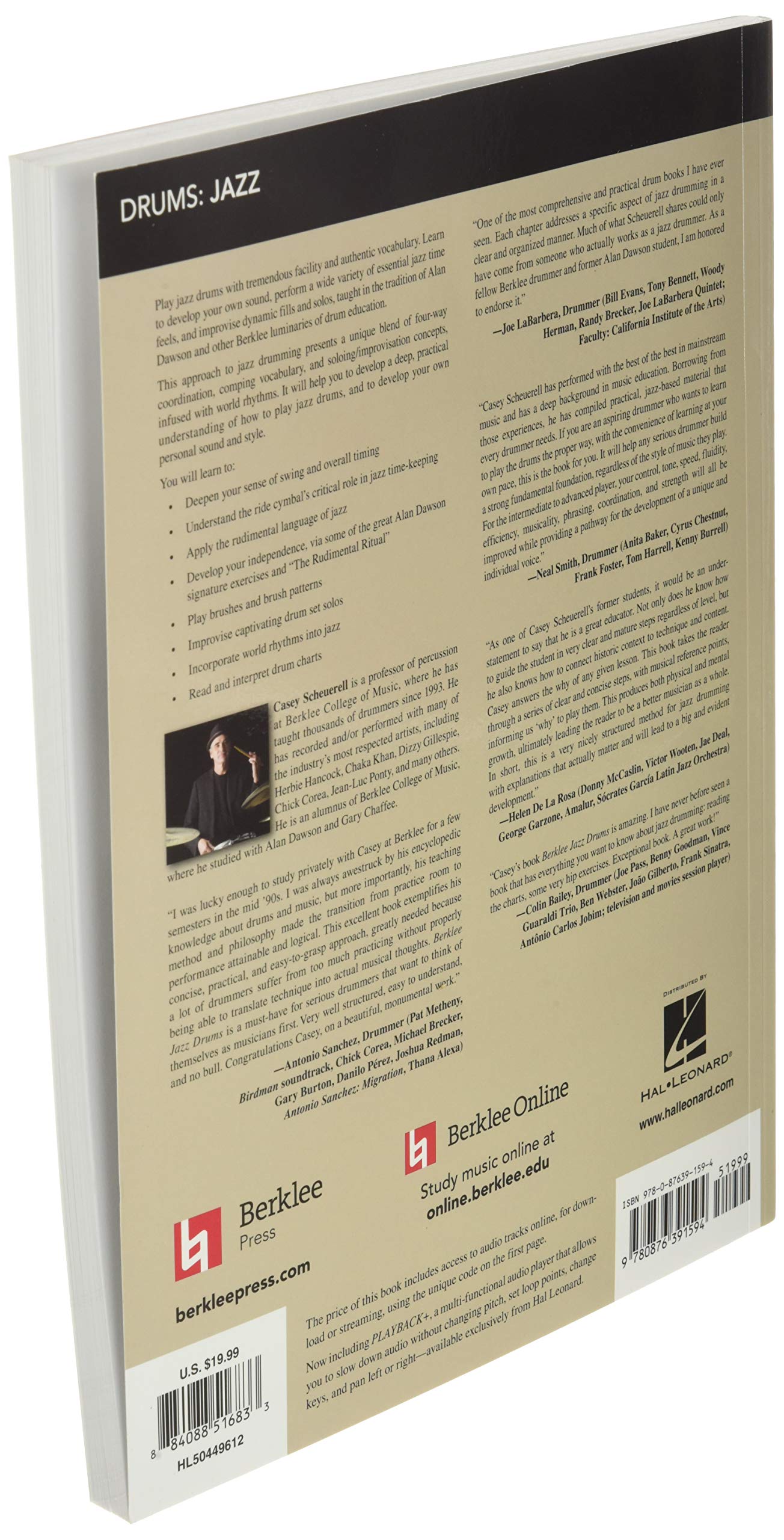 Berklee Jazz Drums - Drum Set Method Book  Learn Jazz Time, Comping, and Improvisation  Includes Online Audio  Drumming Techniques from Berklee College of Music