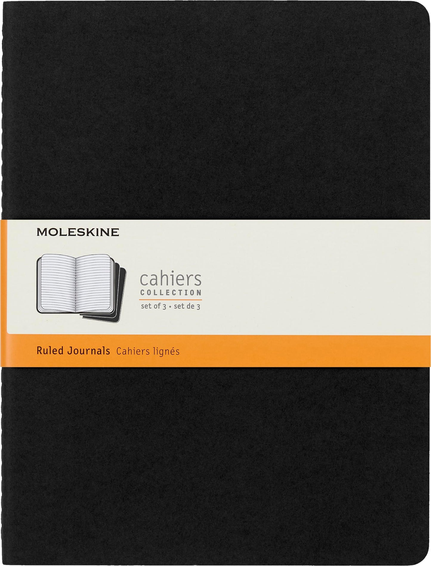 Moleskine Cahier Journal, Soft Cover, XL (7.5" x 9.5") Ruled/Lined, Black, 120 Pages (Set of 3)