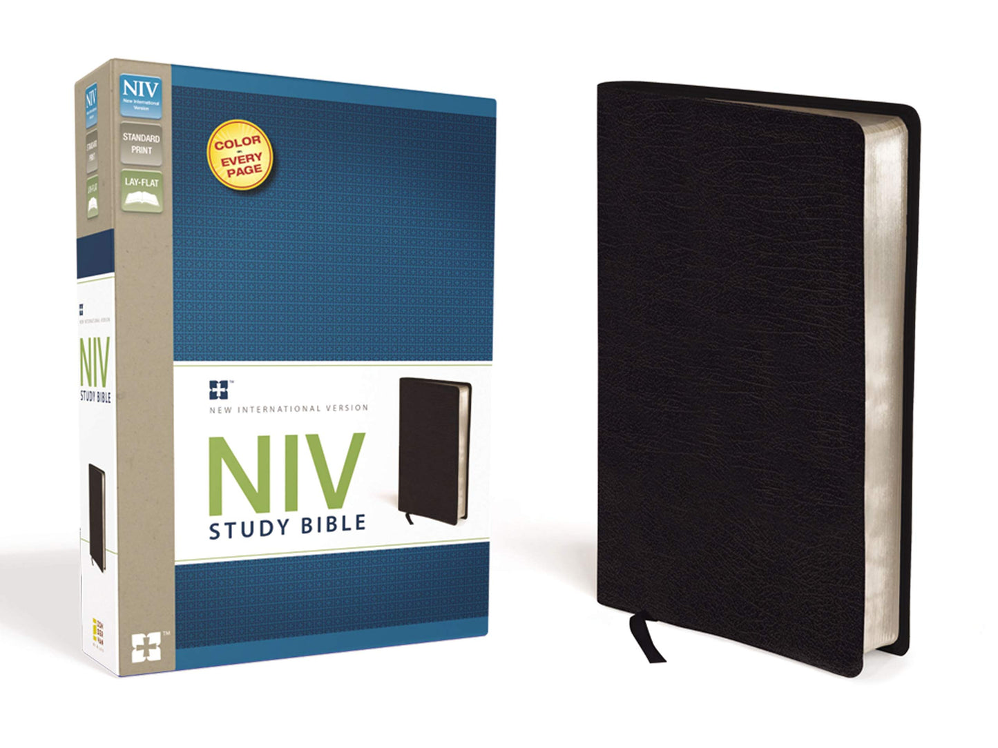 NIV Study Bible, Top-Grain Leather, Black, Red Letter Editio