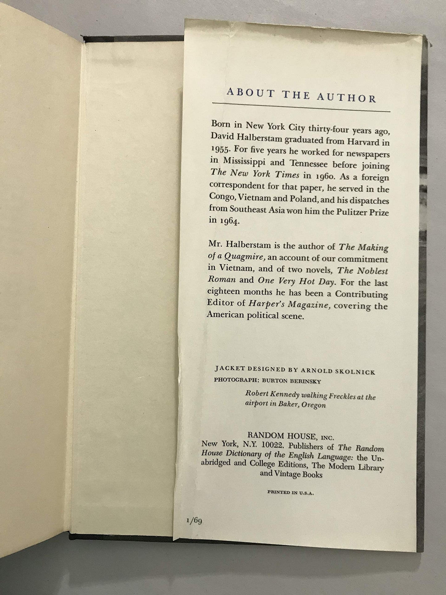 The Unfinished Odyssey of Robert Kennedy by Halberstam, Davi