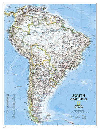 National Geographic South America Wall Map - Classic (Enlarged: 35.75 x 46.25 in) (National Geographic Reference Map)