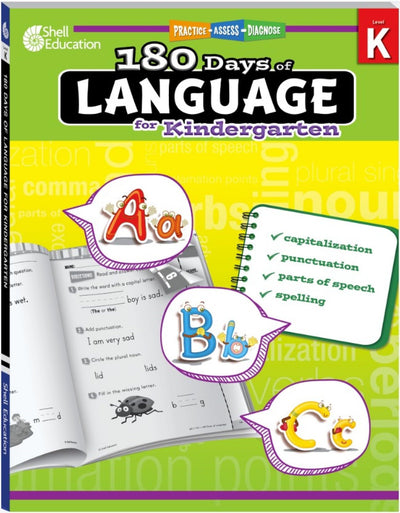 180 Days: Language for Kindergarten Practice Workbook for Classroom and Home, Cool and Fun Practice Created by Teachers