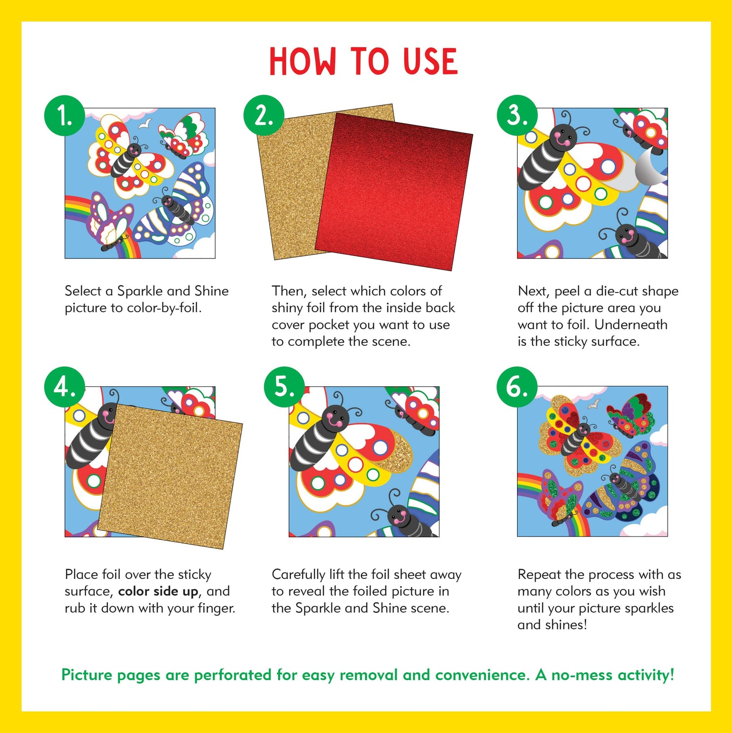 Color-By-Foil Sticker Book - Sparkle and Shine Create 10 amazing scenes using shiny colored foils. Just peel, press and lift. Voila!)