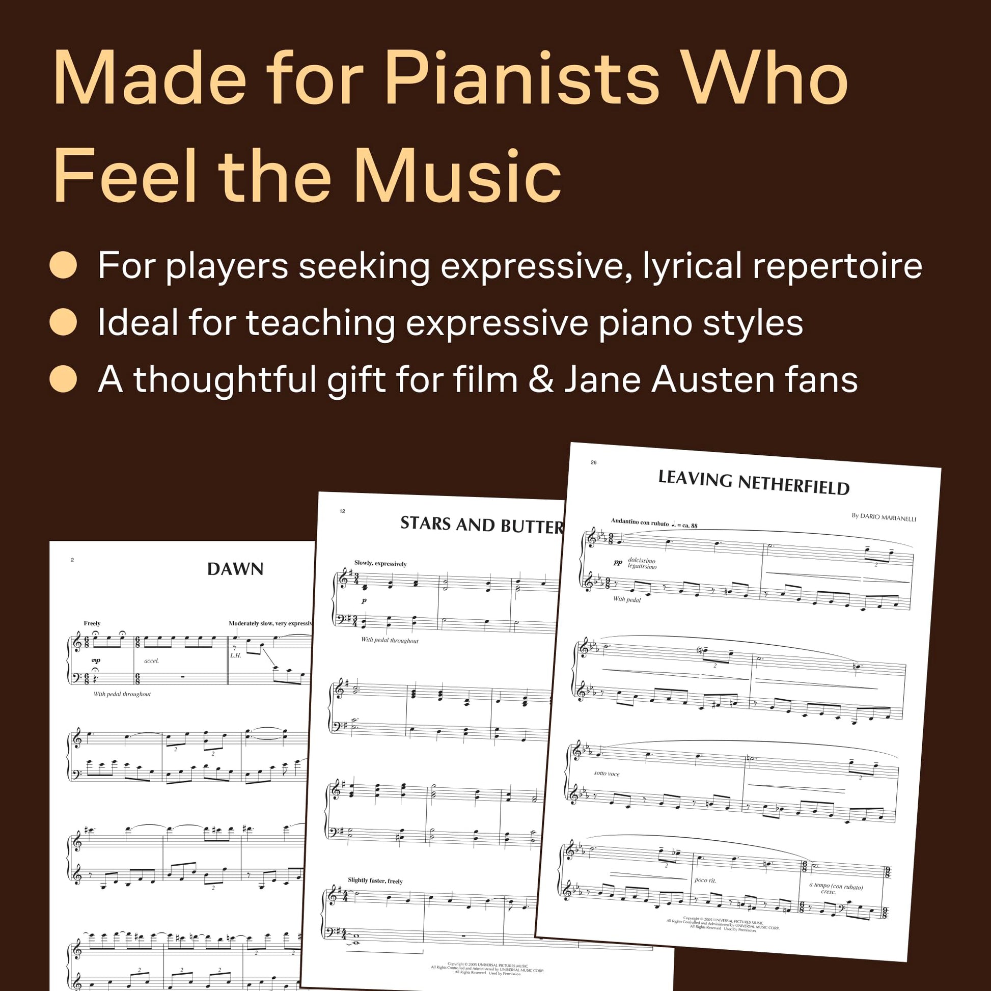 Pride and Prejudice - Music from the Motion Picture Soundtrack  Piano Solo Book Music by Dario Marianelli  Film Score Sheet Music for Intermediate Pianists  Romantic Movie Piano Songbook