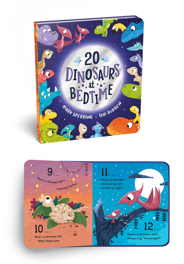 Twenty Dinosaurs at Bedtime: A super fun count-to-twenty picture book with dinosaurs! — back cover