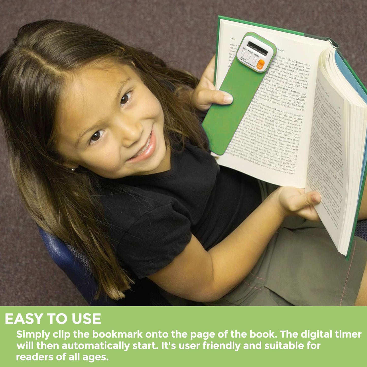 Mark My Time Reading Timer and Bookmark for Kids, Cool Bookm