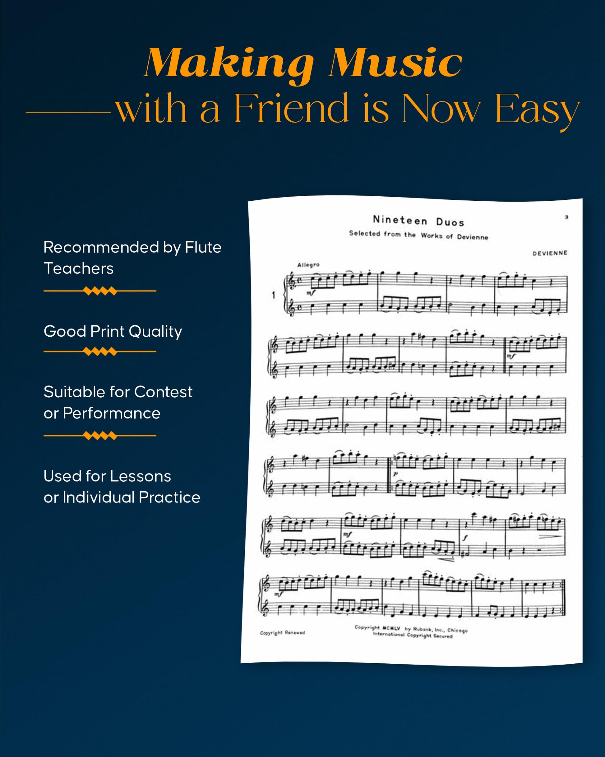 Selected Duets for Flute: Volume 1 - Easy to Medium (Rubank Educational Library, 177) - Flute Music Book for Duet Playing - Flute Learning Materials for Growing Musicians