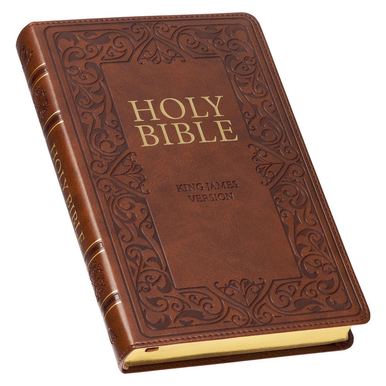 KJV Holy Bible, Standard Size Faux Leather Red Letter Edition Thumb Index & Ribbon Marker, King James Version, Medium Brown (KJV Deluxe Gift Editions)