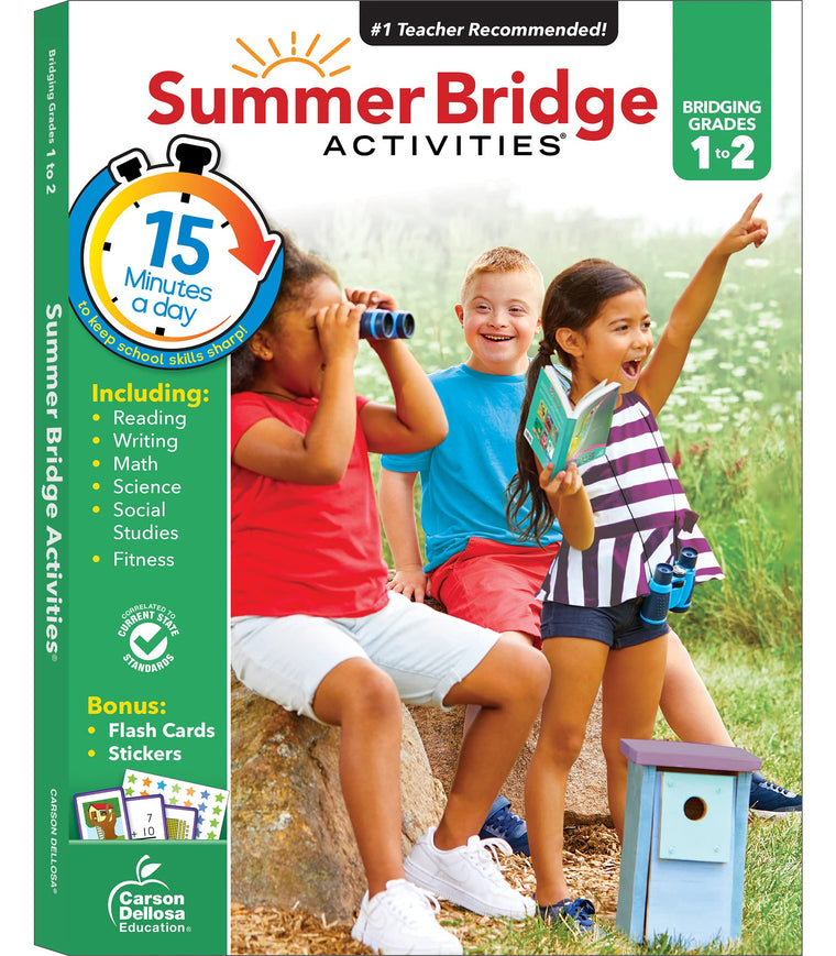 Summer Bridge Activities 1st to 2nd Grade Workbook, Activity Book With Math, Language Arts, Reading Comprehension, Science, Social Studies, Writing, Fitness, Flash Cards, Stickers and More (Volume 3)