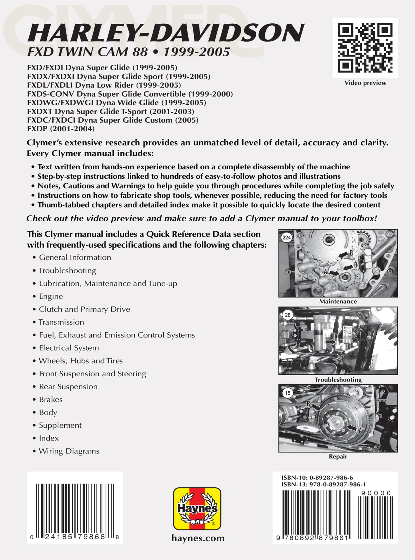 Harley Davidson FXD Twin Cam 88 1999-2005 (Clymer Motorcycle Repair Manual)
