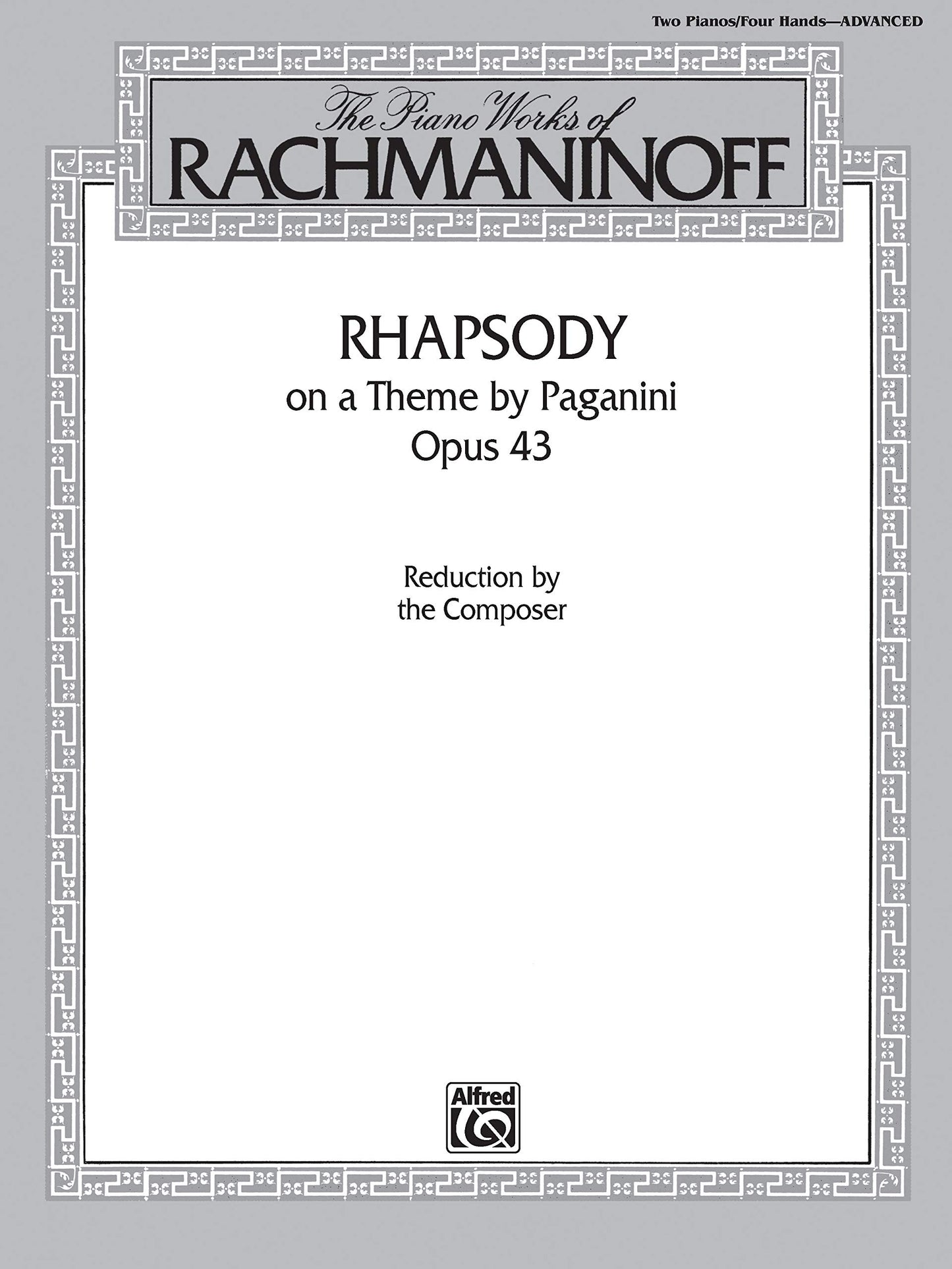 Rhapsody on a Theme by Paganini, Opus 43, for Two Pianos/Four Hands (Belwin Edition)